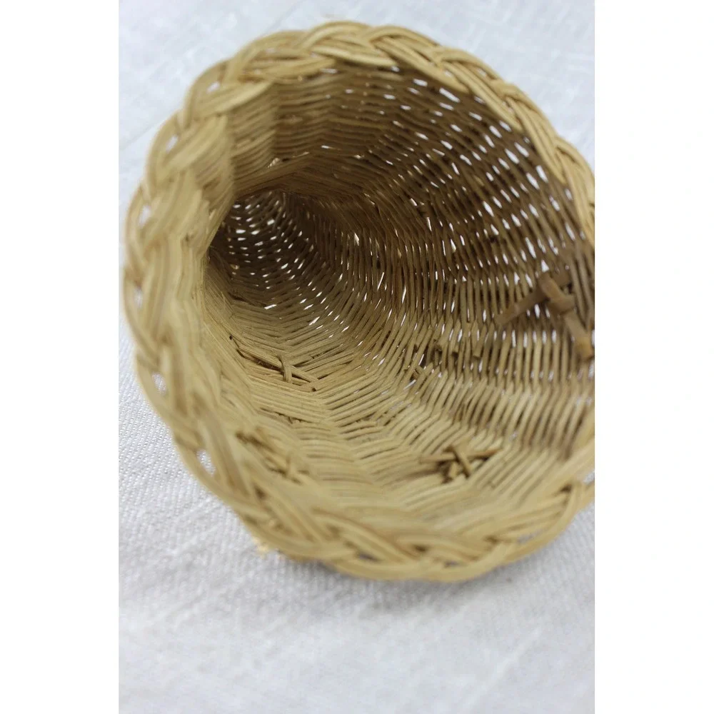 Vintage Woven Wicker Cornucopia Basket Thanksgiving Horn of Plenty Centerpiece